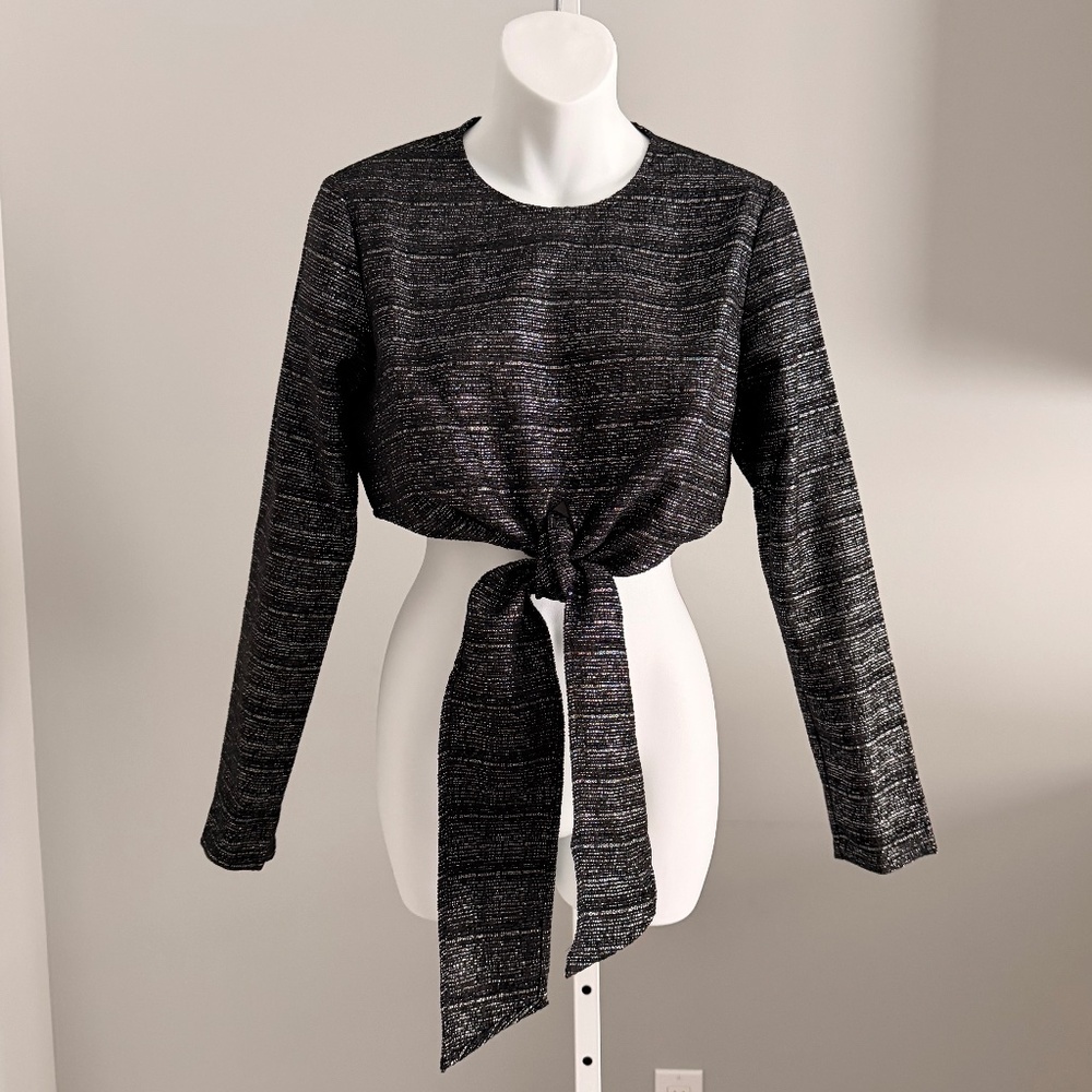 ATOIR for REVOLVE Stunning Metallic Stripe Bow Tie Crop Top Sz S NWT $358